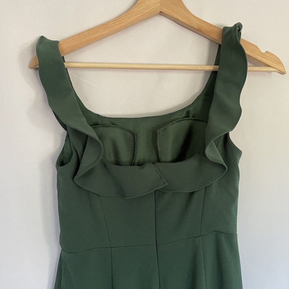 Azazie women's size A4 green maxi dress frilled sleeves bridesmaid slit formal - Picture 5 of 7